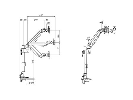 Multibrackets M monteringssett - gassheis - for LCD-skjerm - VESA, grunnstang - svart