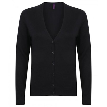 Henbury Dam/Damer V-hals Knapp Cardigan L Svart