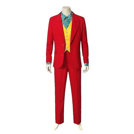 Klovn Joker Kostyme Rød Dressjakke Bukser Skjorte Antrekk Halloween Kostymer For Barn Menn Karneval Maskerade Fest Joker Cosplay -a