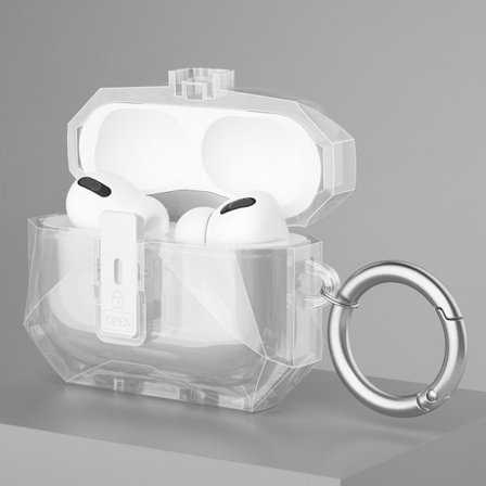 COTECI AirPods Pro 3:lle suojakuori metallikoukulla - läpinäkyvä