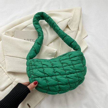 Skuldertaske Puffy Håndtaske MØRKEGRØN