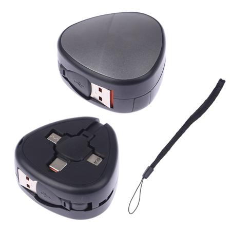 3 In 1 USB -latauskaapeli 6A 120 W Puhelinkaapelin lataamiseen Black