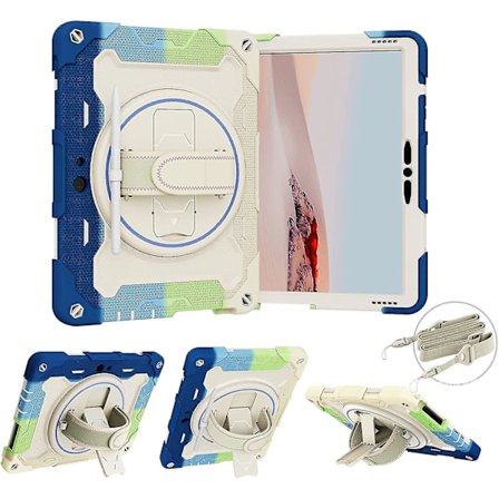 Fodral för Surface Go 3 2021, Surface Go 2 2020, Surface Go 2018, Robust Stötskyddande Fodral med Skärmskydd, Rotationshandtag Stativ