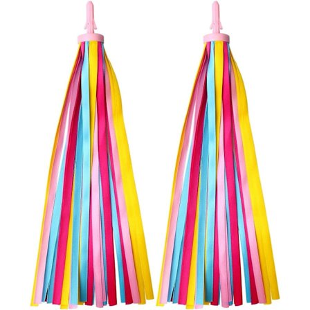 1 par styrstångsfransar streamer tejp för barncykel, scooter cykelhandtag band (flerfärgad)