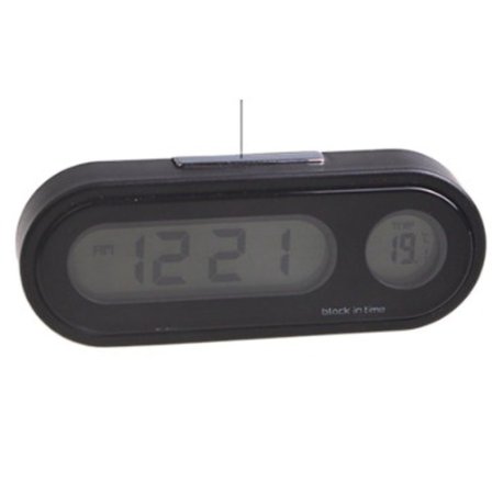 Bilklocka 12-timmars LCD-bakgrundsbelyst digital display Hållbar Bärbar Mini Universal Elektronisk Bilklocka Tidur Glysande termometer C[C]