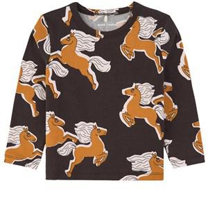 Mini Rodini GOTS Horses Printed T-shirt Black 128/134 cm - Tops - 128/134 cm - Black