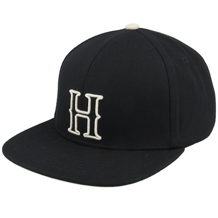 Herschel - Svart snapback Caps - Whaler 6 Panel Blackletter Cap Black/Moonbeam Snapback @ Hatstore