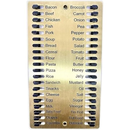 Metal indkøbsliste, genanvendelig indkøbsliste, hukommelsespåmindelsestavle, met