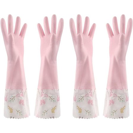 Oppvaskhansker 2 par lange sklisikre vanntette gummihansker