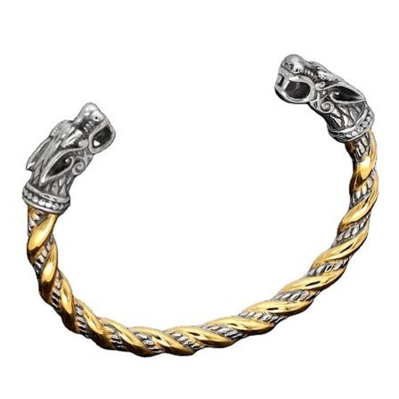 Noorzai S - Twisted bracelet in stainless steel gold dragon adjustable