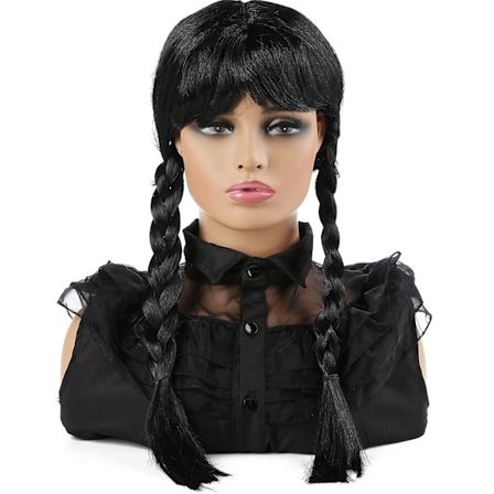 Wednesday Paryk Børn Piger Lang Sort Flettet Paryk (FMY)