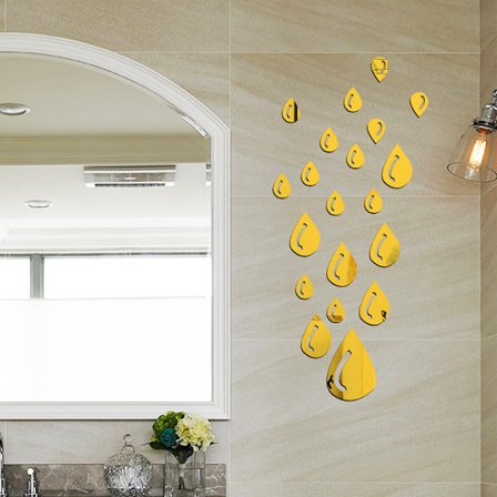 Vanndråper Speil veggklistremerke - Gull, fleksibel linse til