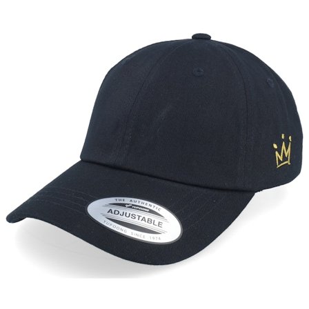 Iconic - Black - unconstructed - Cap - Crown Side Embroidered Black Dad Cap - Hatstore
