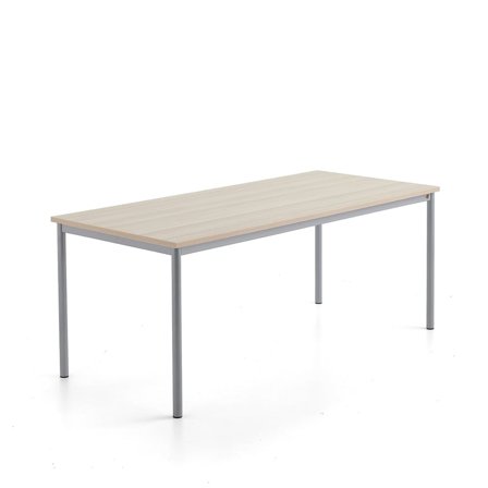 Stół SONITUS PLUS, 1800x800x720 mm, laminat HPL jesion, redukcja hałasu, szary aluminium