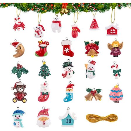 24 Stykker Miniature Julepynt Miniature Julefigur Mini Resin Miniature Julefigur Juledekoration