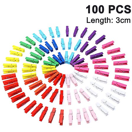 Mini Tøj Klemmer, 100stk 3mm Heavy Duty Blandet Træ Mini Tøj Klemmer, Små Multifunktionelle Tøj Klemmer til Fotos