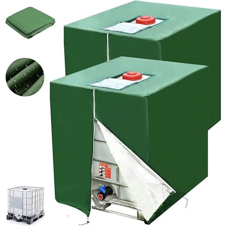 IBC Tank Dække 1000l, 2 Dele 420D Vandtank Dæksel, Anti-UV Anti-Støv Dække Havemøbler, Beskyttelsesdække IBC Tank Med Spænde