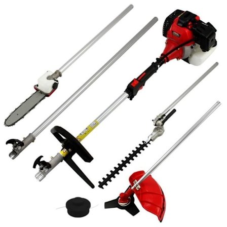 5in1 bensin multiverktyg 52cc 1,2L motor - grästrimmer häcksax - röd