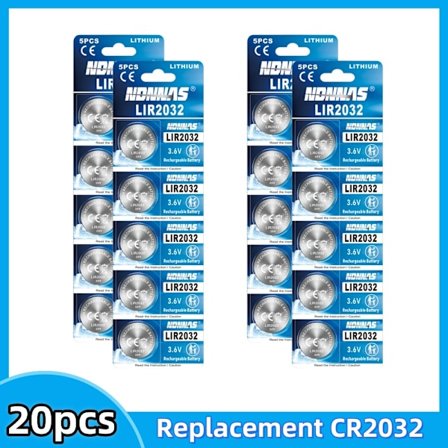 2-50 STK LIR2032 genopladeligt batteri 3,6V erstatning CR2032 lithium-ion batteri 40mAh lithium celle mønt batterier