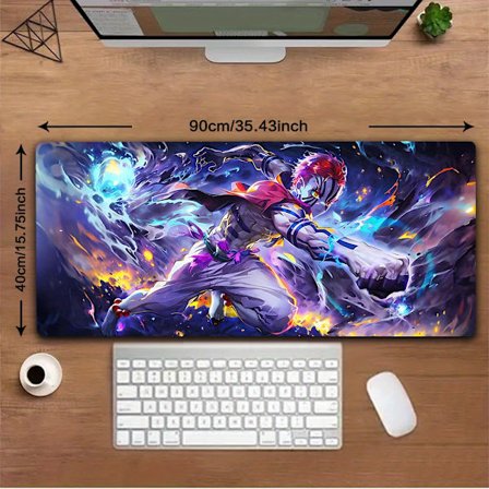 1st Demon A-Akaza Pelihiirimatto - Liukumaton kumipohja, pestävä työpöytämatto eloisalla animehahmosuunnittelulla, täydellinen toimistoon, kouluun, [D