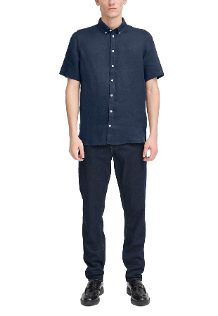 Casual Friday CFANTON 0071 SS 100% linen shirt Skjortor Herr Blå S