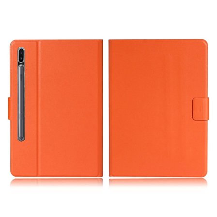 Samsung Galaxy Tab S7 simple läder flip fodral - orange