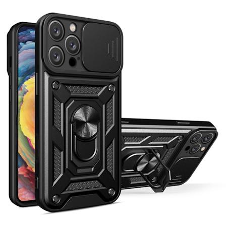 SKALO iPhone 16 Pro Max Armor hybridi metallirengas kameran liukusäädin - Musta Black