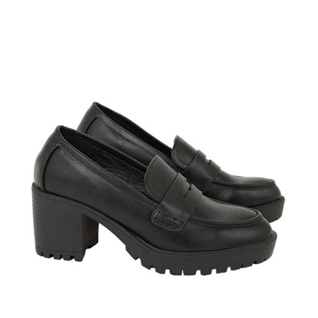 Dorothy Perkins Dam/Dam Lenny Bred Loafers med bred klack 4 UK Svart