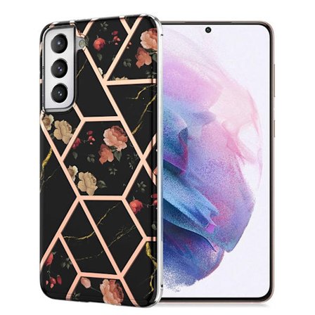 Marmormotiv Samsung Galaxy S21 Plus 5G skal - Svart Marmor / Blomma
