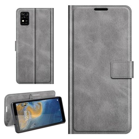 Hållbart konstläder ZTE Blade A31 fodral med plånbok - Silver/Grå