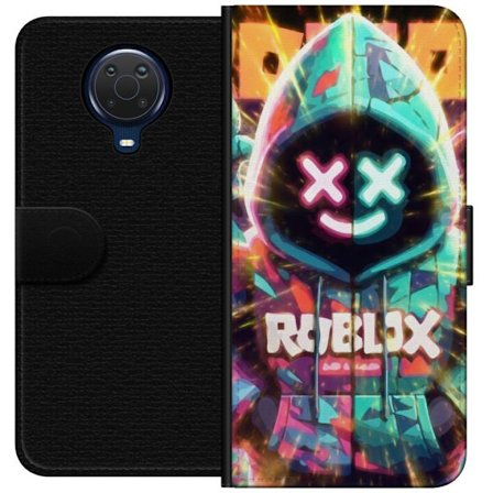 Kompatibelt Lommeboketui til Nokia Nokia G20 Neonfarget Roblox hettegenserfigur med lysende effekter og energifylt bakgrunn, moderne spillillustrasjon