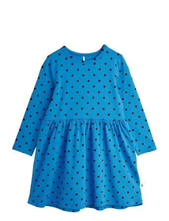 Mini Rodini Polka Dots Aop Ls Dress - Blue - 140/146