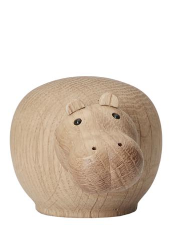 Hibo Hippopotamus Home Decoration Decorative Accessories/details Wooden Figures Beige WOUD