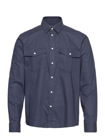 Lincoln Ripstop Shirt Skjorta Casual Blå Les Deux