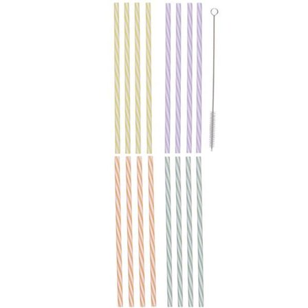 Värikkäät pillit 21 cm, 25 kpl ja puhdistusharja