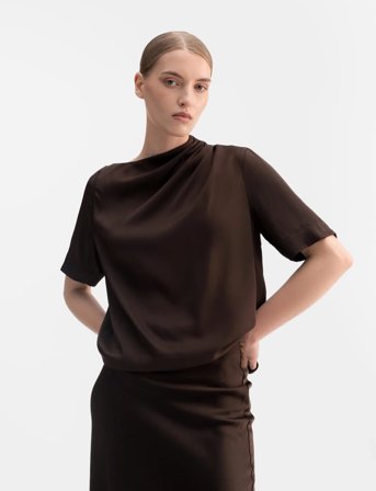 Ahlvar Gallery Lima Silk Tee - Brown - L