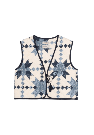 Nudie Jeans Lill Quilted Cotton Vest Offwhite/Blue Jackor Dam Blå XS