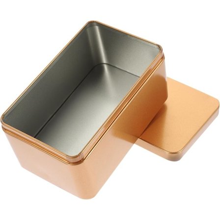 Rektangulär plåtburk för te, förvaring, godis, kök
