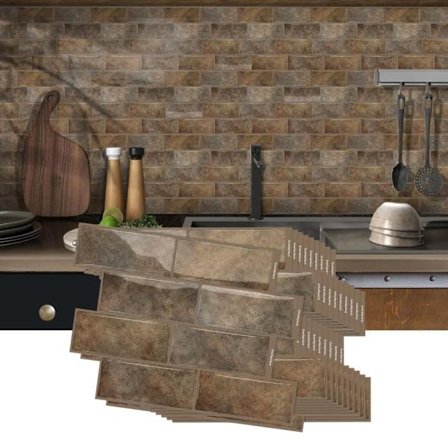 Pakke med 10 3D-vægklistermærker til fliser - Vandtætte - Til køkkenvæg og badeværelsesvæg_TF_TF