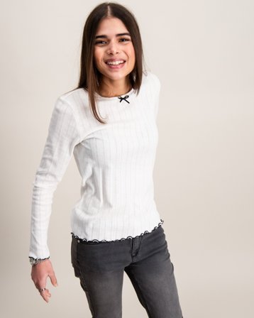 VERO MODA JULIETTA CONTRAST LS TOP Hvit T-skjorter Jente - Kids Brand Store