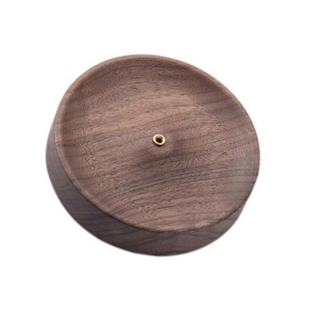 Naturlig rund base for røkelsespinner i tre for meditasjon og hjemmeinnredning, seremoni, askefanger, røkelseholder i tre (FMY)