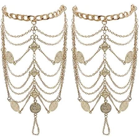 (Guld) 2 2-lagers bohemisk vintage damfotlänk guld Coi