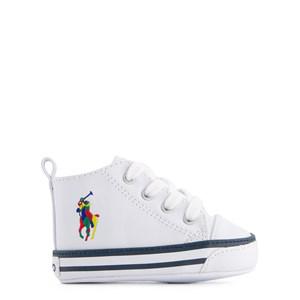 Kids - Ralph Lauren Hampytn Hi Layette Branded Crib Shoes White Smooth w/ Colorblock PP 18 EU - Trainers - 18 EU - White