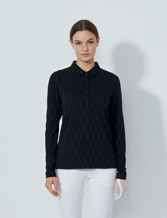 Daily Sports Graphic Jaquard Ls Poloshirt - Black - S