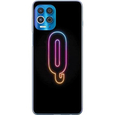 Kompatibel Mobilcover til Motorola Motorola Edge S Minimalistisk neonbogstav Q i lyse farver mod mørk baggrund