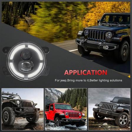 4 tuuman pyöreät led-sumuvalot valkoisilla Drl-keltaisilla suuntavilkkuilla Wrangler Jk -tarvikkeille Black