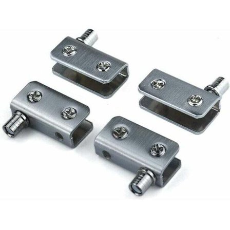 Møbelhængsel Glashængsler 90° Drejehængsel, Stansefrit Glas, Rustfrit Stål, Egnet til 5-8 mm Glas, Pakke med 4