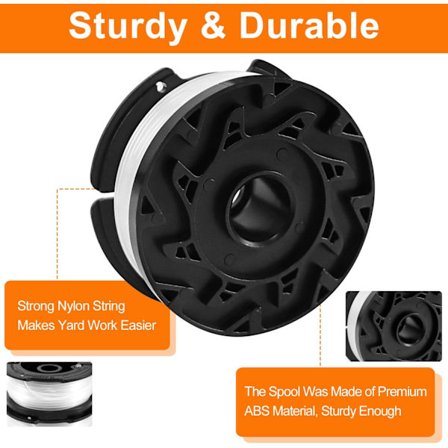 /#/Spole til snor i græstrimmer til Black and Decker snortrimmere, 6 spoler med snor til buskrydder med 1 spolecover og 1 fjeder/#/