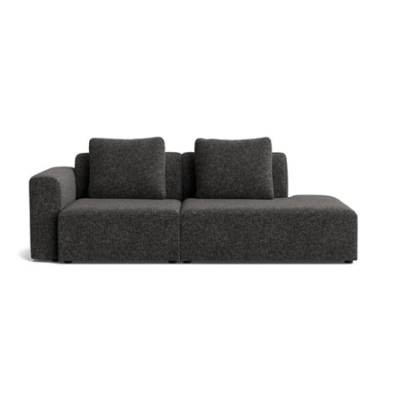 Como Højrevendt Lounge Sofa - Genesis Antracit Open End, Håndlavet Kvalitets Sofa m. Ekstra Rygpuder - 226x100x83cm
