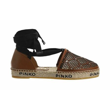 Pinko Angelica Sandalo Laserata Leserata Monogram Design Brun, Dame Espadrillos, Størrelse: 36 EU